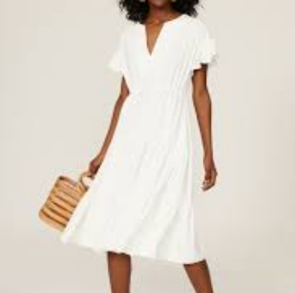 Amanda Uprichard Pegasus Ivory Tiered Waist Tie Dress - Picture 2 of 8